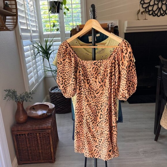 Billabong Dress Womens Size Small Paradise Leopard Print Off the Shoulder Mini - Picture 16 of 16